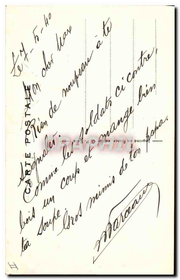CPA Fantaisie Militaria Bois un coup Mon vieux — Rückseite
