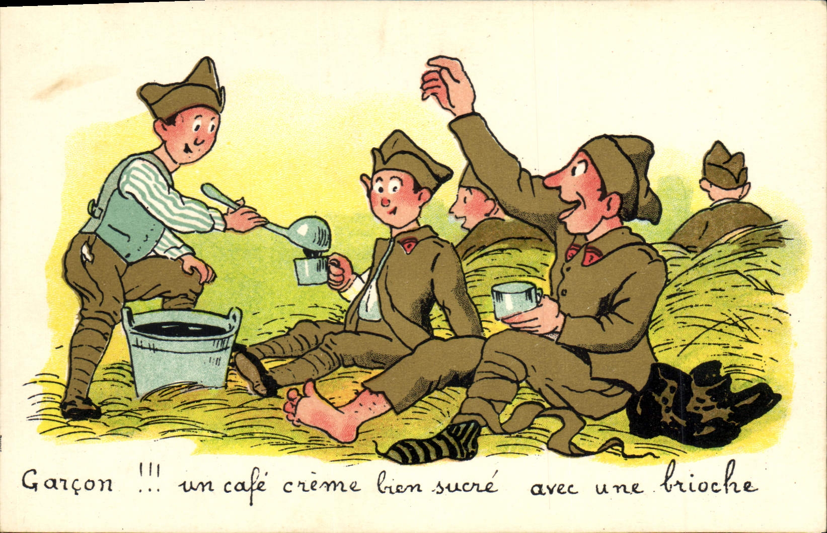 Soldats en campagne — demande de café et de brioche — édition CPAPHIL