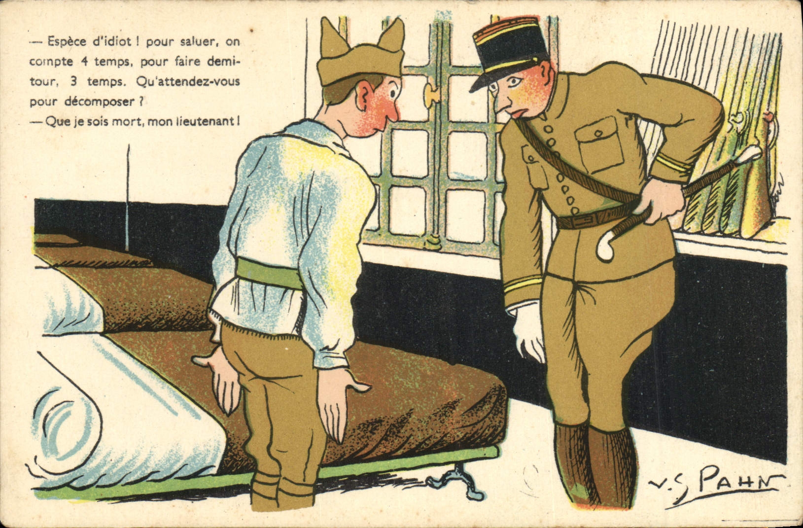 Soldat et lieutenant — caricature militaire — V.S. Pahn