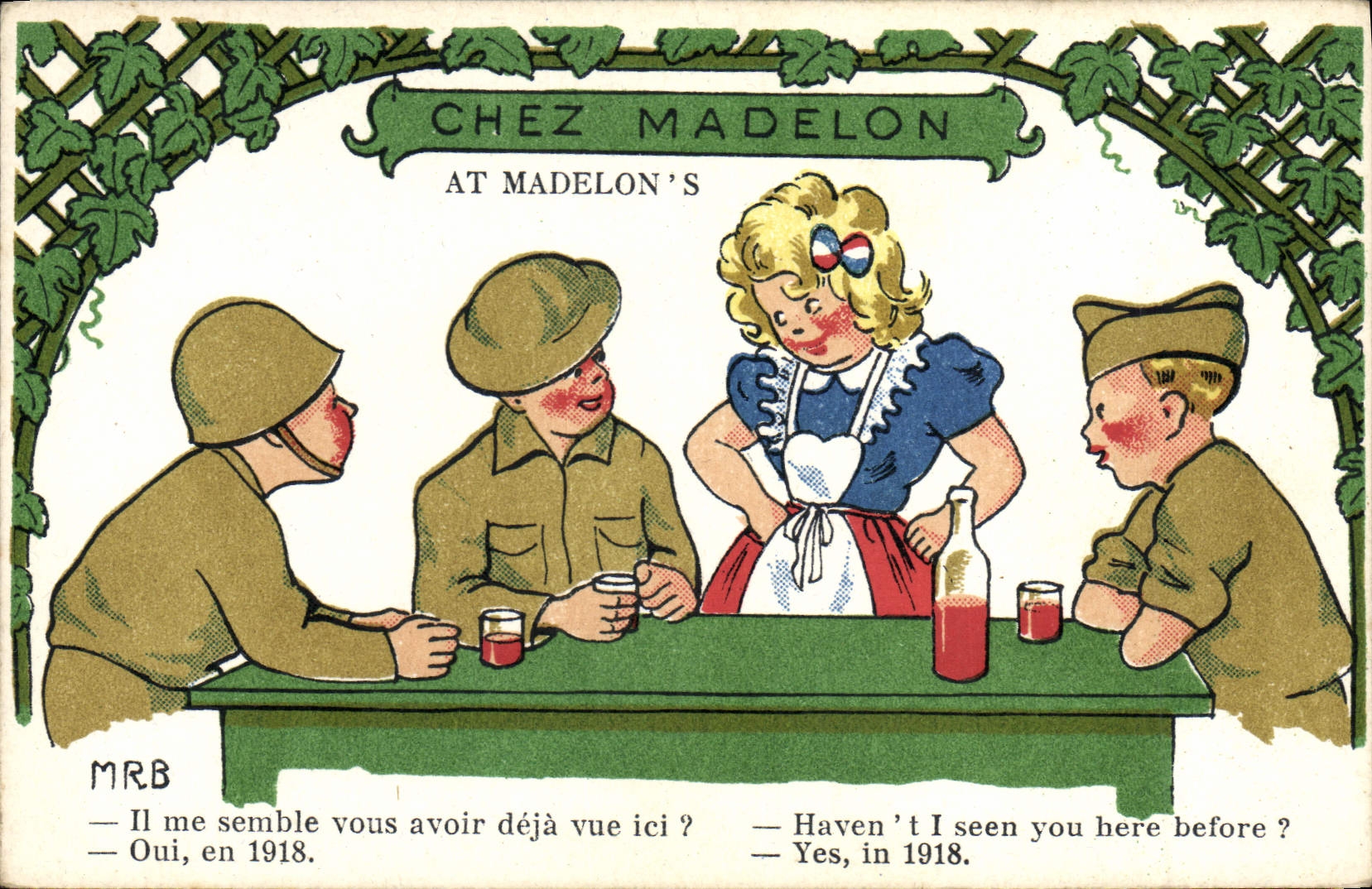 CPA Fantaisie Militaria Chez Madelon 
