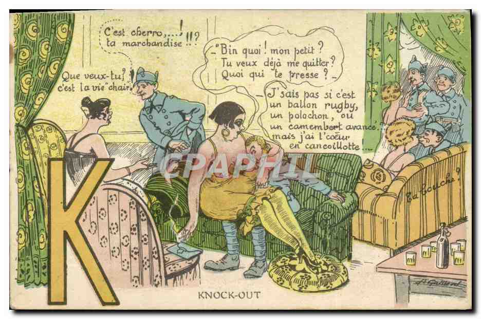 Scène humoristique avec soldats — éditeur H. Guillot, série K