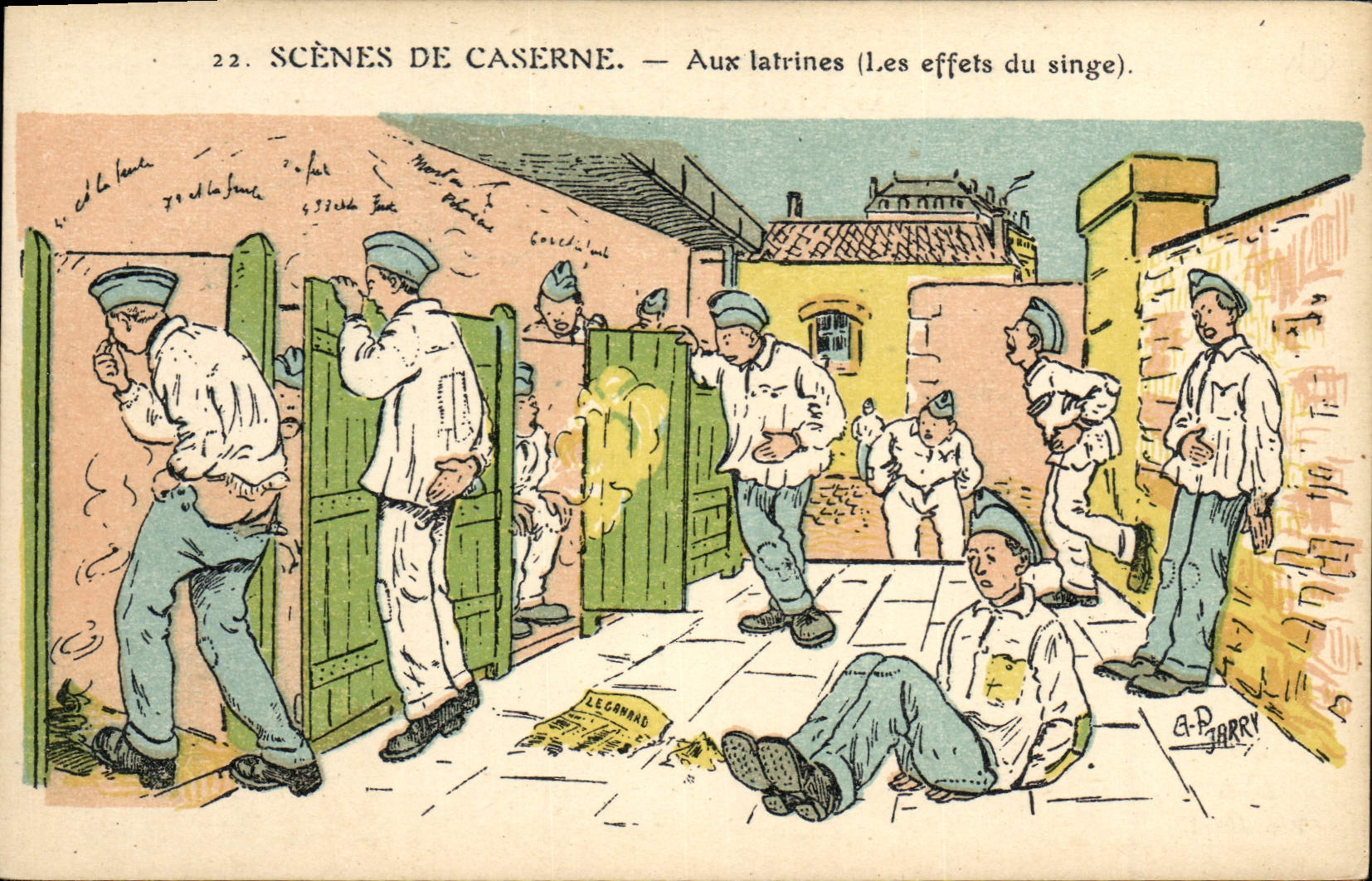 Scènes de caserne — Aux latrines (Les effets du singe) — G.-D. JARRY