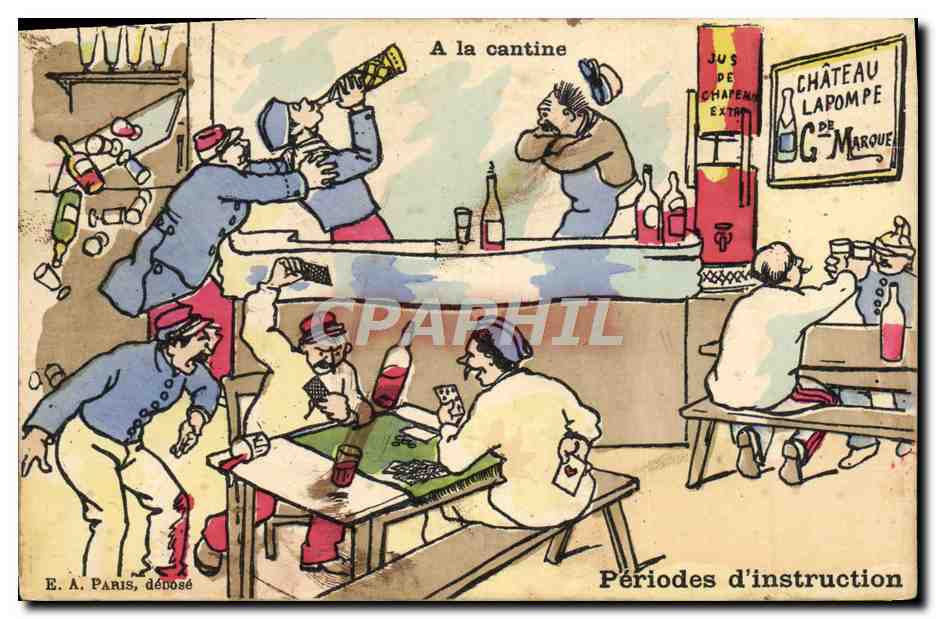 A la cantine — Périodes d'instruction — E. A. Paris, déposé
