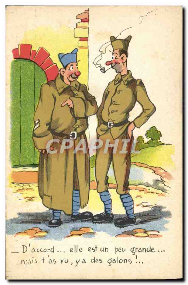 CPA Fantaisie Militaria Veste D'accord elle est un peu grande 