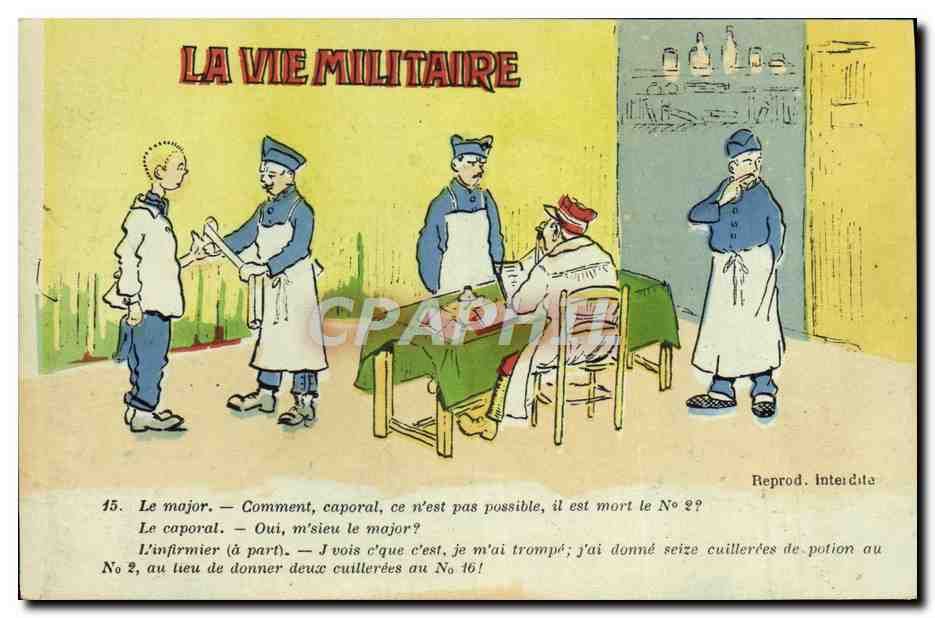 La vie militaire — scène de pharmacie — éditions Arlaud et Noamis, Nantes