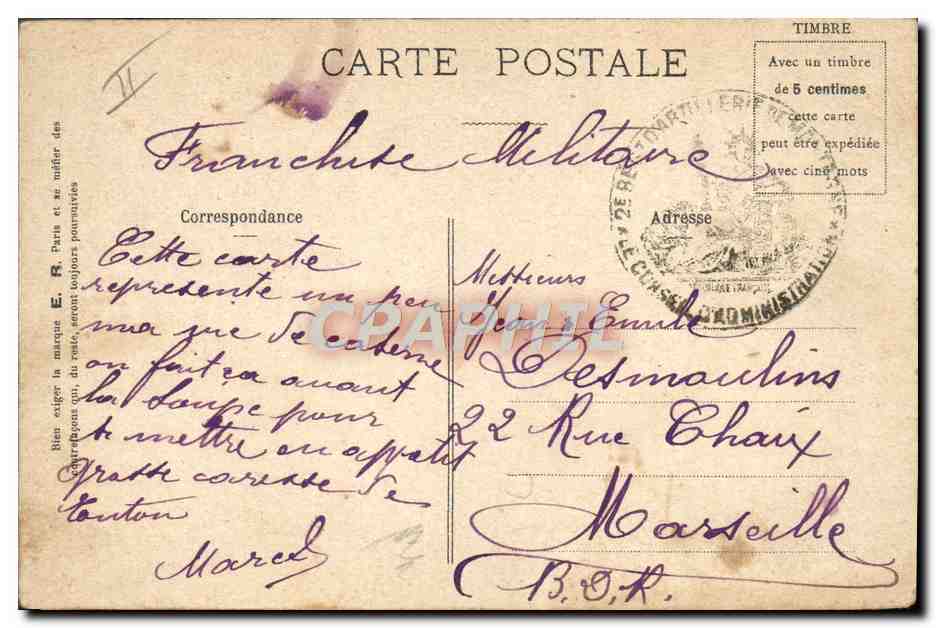 La corvée du fumier !!! — La vie militaire — E.R., Paris, Modèle déposé n° 14877 — Reverso