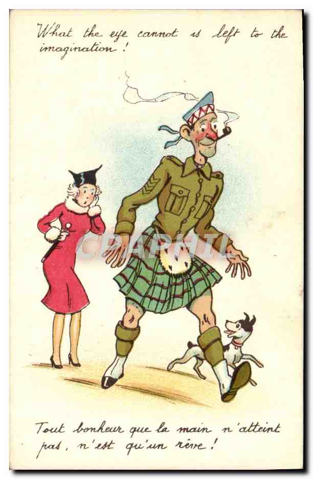 Soldat en kilt et femme — Série Militaire 200 — Éditeur non identifié