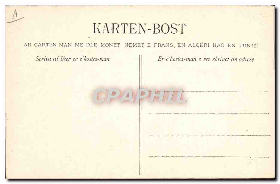 CPA Folklore Pecheuse de Carantec Coiffes de Bretagne  — Verso