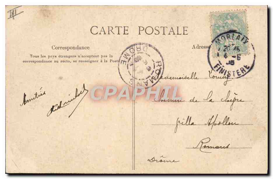 CPA Folklore Souvenir de Bretagne  — Verso