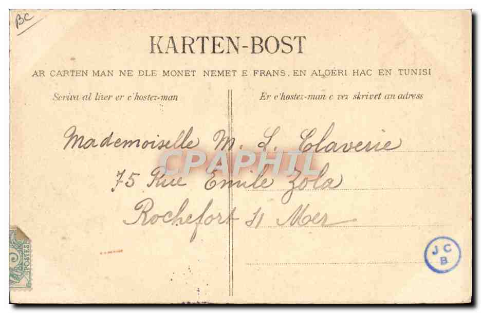 Vieux Type de Pagane - Pêcheur de Kerlouan, environs de Brignogan — Collection Villard, Quimper, n°1113 — Verso