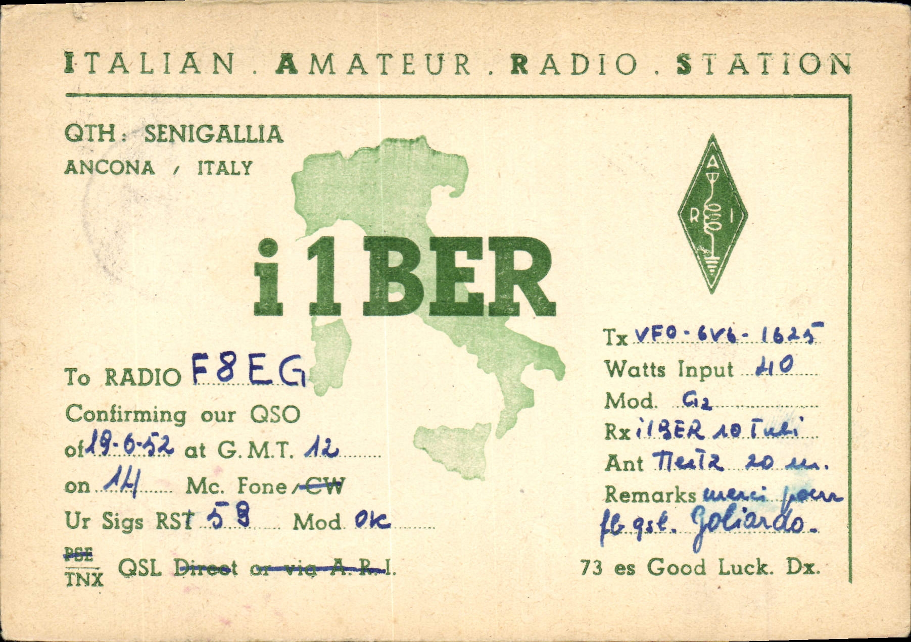 CPA Telegraphie I1BER Senigallia Ancona