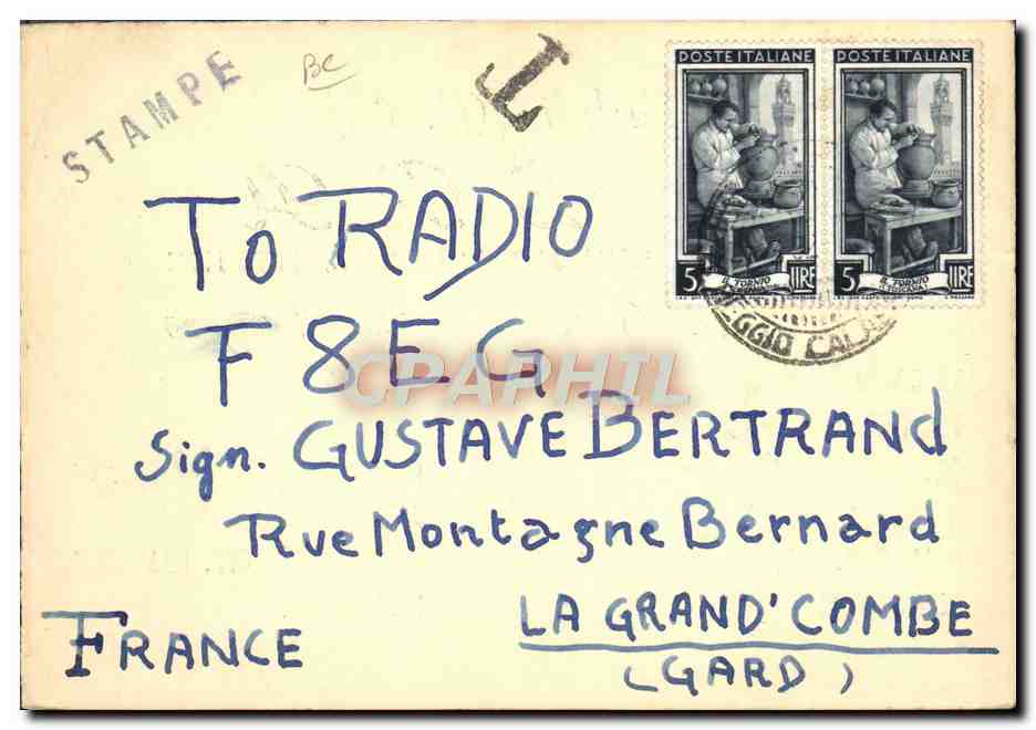 CPA Telegraphie I1BRA Brando Rocco Via monaci Palmi — Reverso