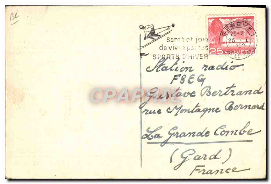 Suisse — QSL radio Maurice Engel à F8EG — éditeur non visible — Reverso