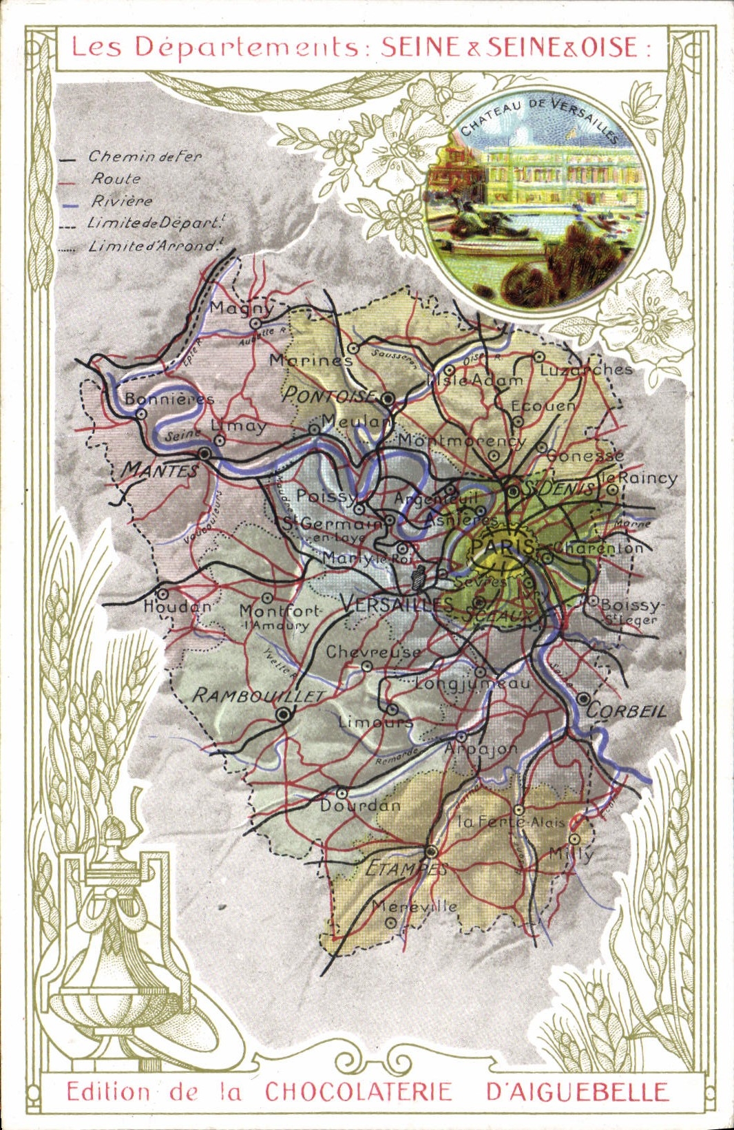 Die Departemente: SEINE & SEINE-ET-OISE — Ausgabe der CHOCOLATERIE D'AIGUEBELLE