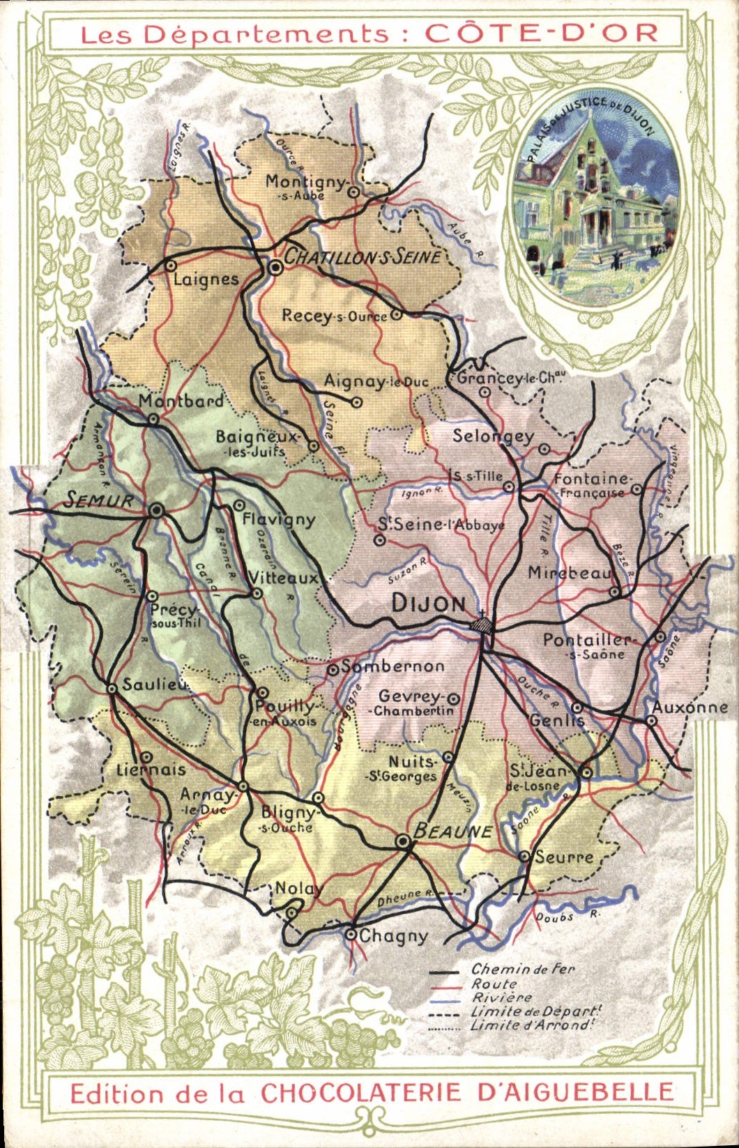 Côte-d'Or — Mappa dei Dipartimenti — Edizione della Cioccolateria d'Aiguebelle