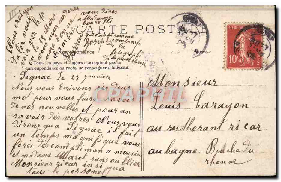 CPA Folklore On ne peut faire passer l'amour  — Verso