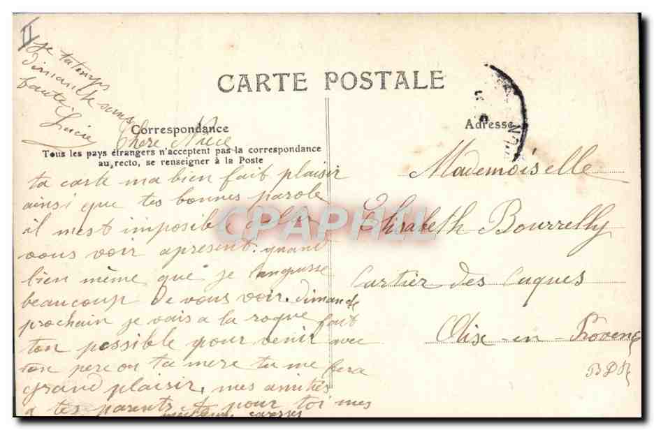 CPA Folklore L'obstacle  — Verso
