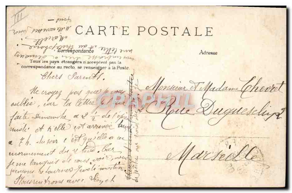 CPA Folklore Le queteur Ane Mule  — Verso