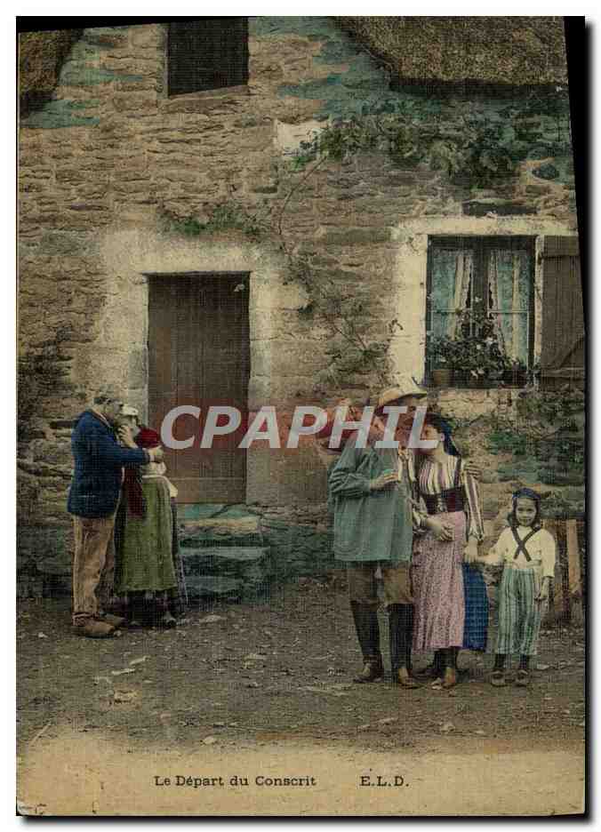 CPA Folklore Le depart du conscrit 