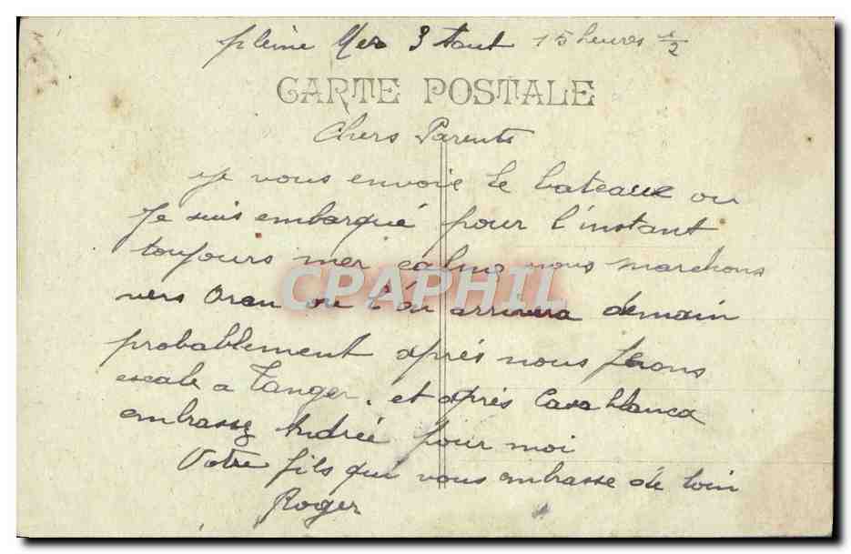 CPA Bateau SS Ionie Croiseur auxiliaire de 1er rang  — Verso