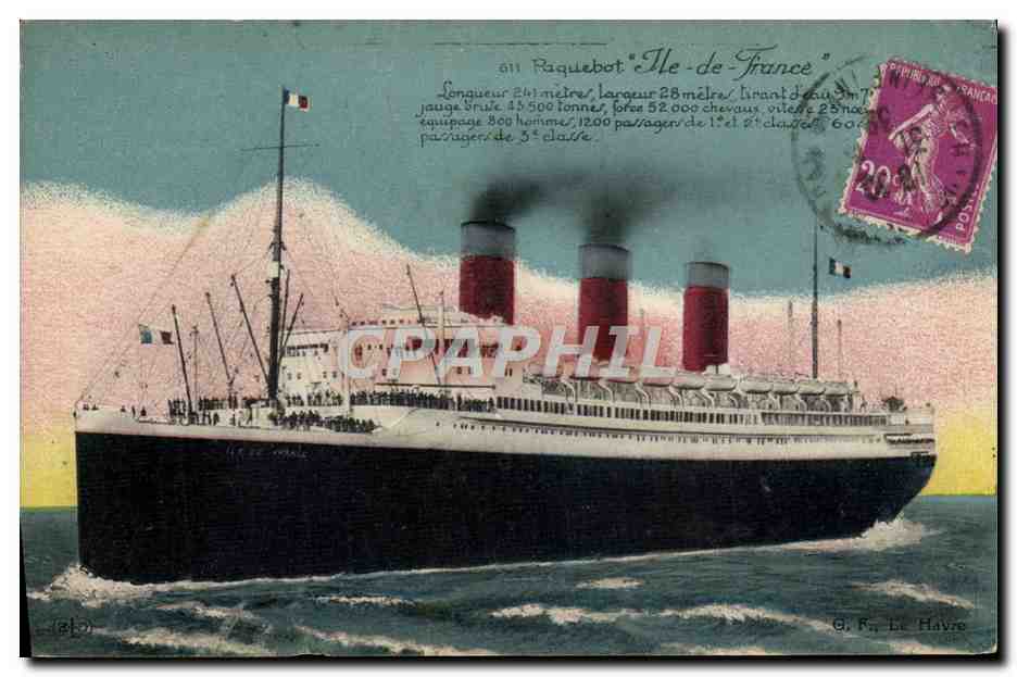 CPA Bateau Paquebot Ile de France