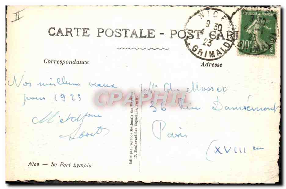 CPA Bateau Nice le port Lympia  — Back