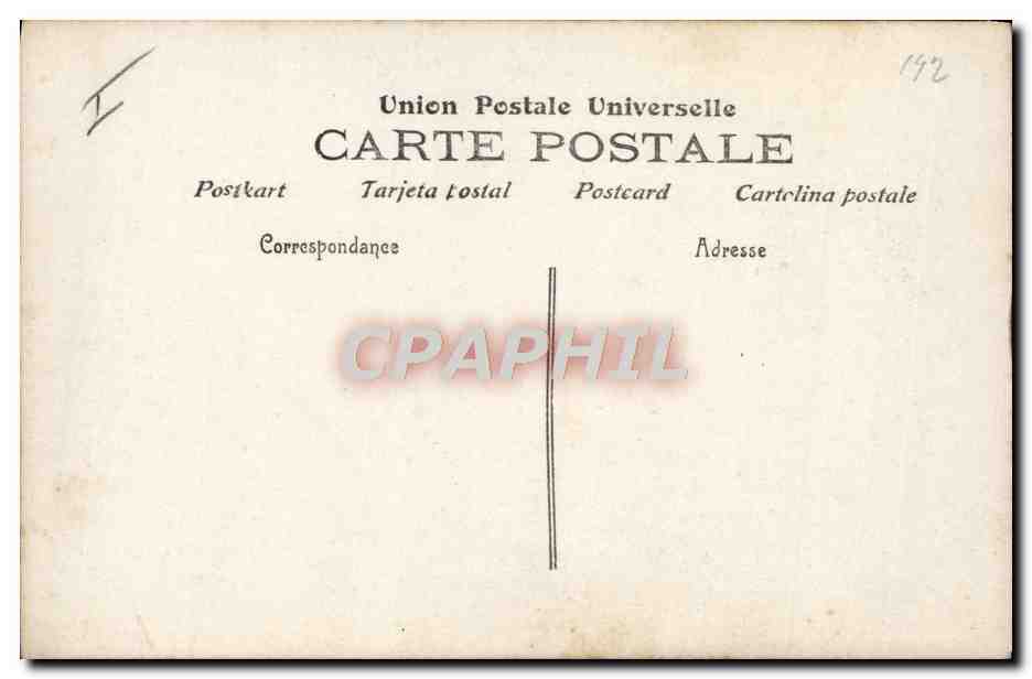 Un homme portant une femme dans l'eau — citation sur le triomphe du courage — éditeur Union Postale Universelle, n° 142 — Reverso