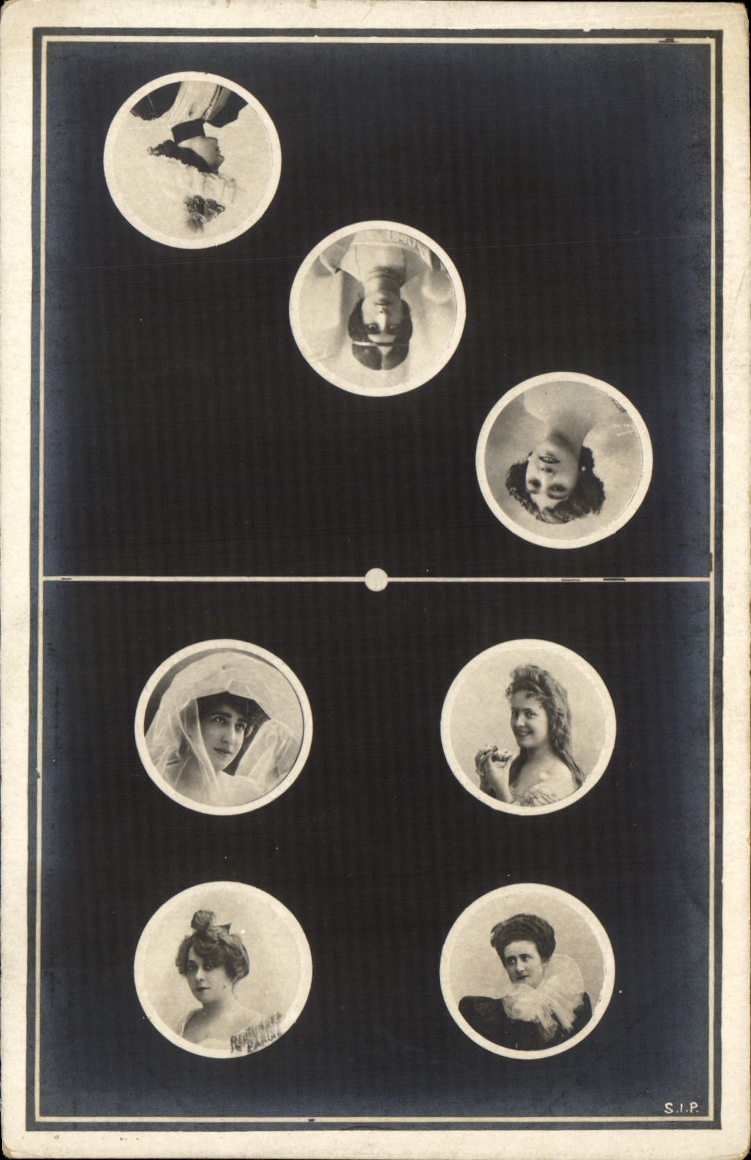 Portrait de six femmes — S.I.P. — Série de portraits féminins en cercles