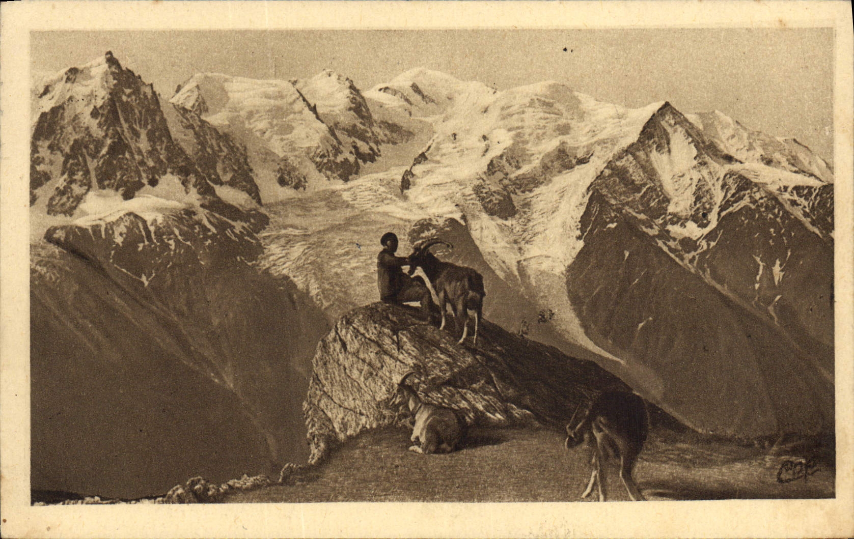 CPA Chevre Chamonix Mont Blanc Planpraz Vue sur le Mont Blanc 