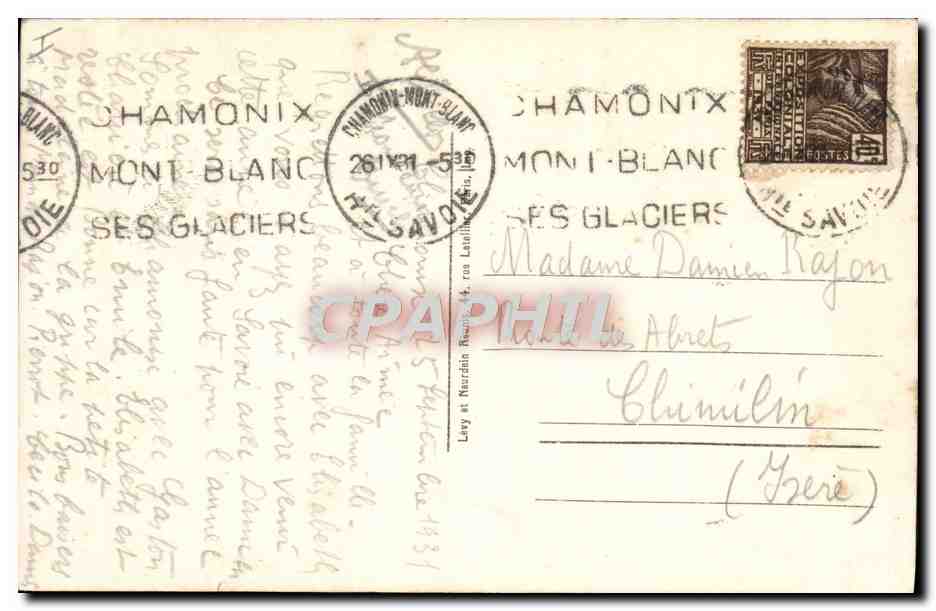 CPA Chevre Chamonix Mont Blanc Planpraz et le Mont Blanc  — Rückseite