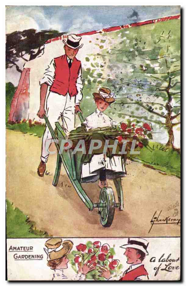 CPA Fantaisie Illustrateur Amateur gardening 