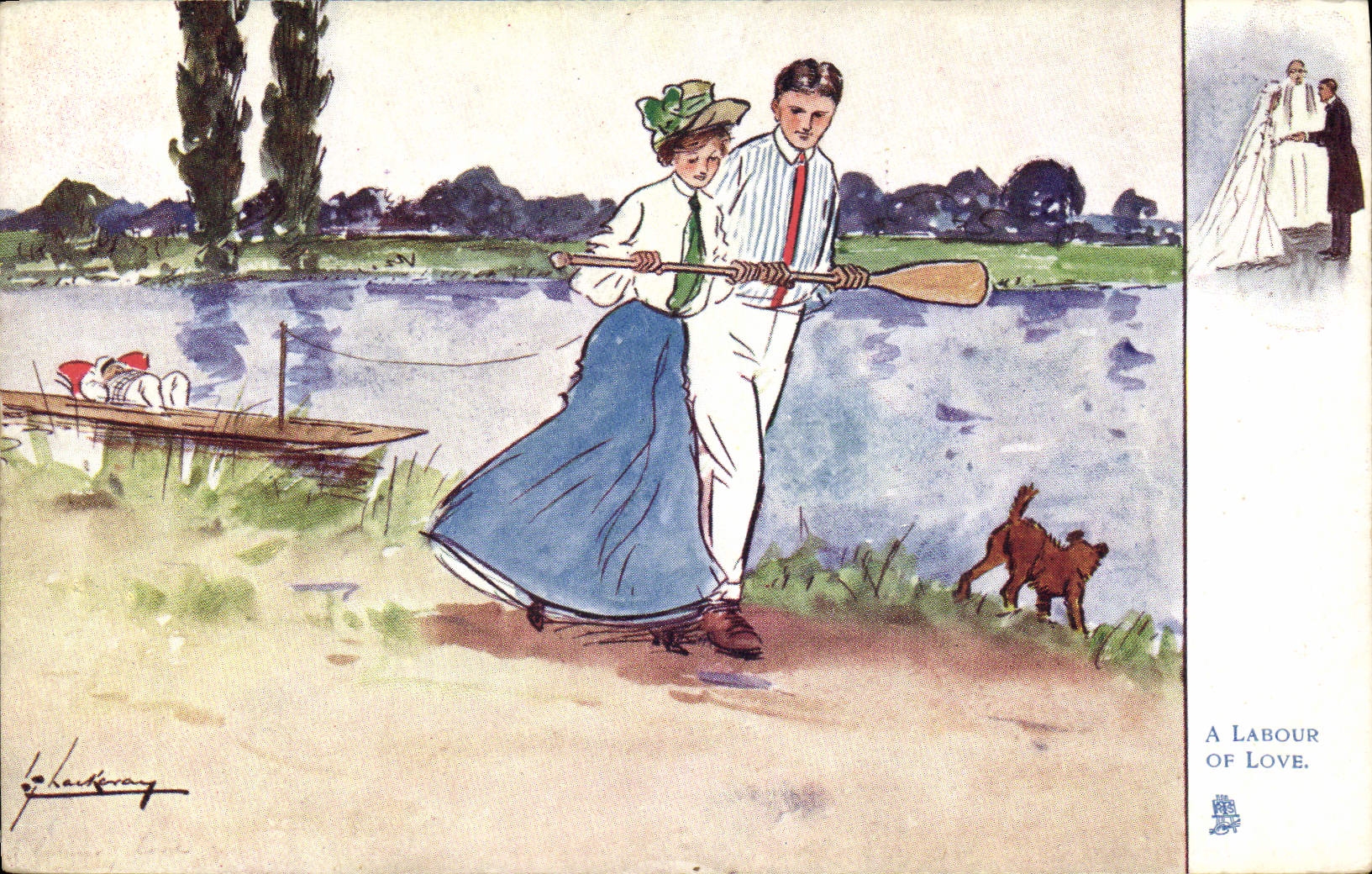 CPA Fantaisie Illustrateur Canoe A labour of love 