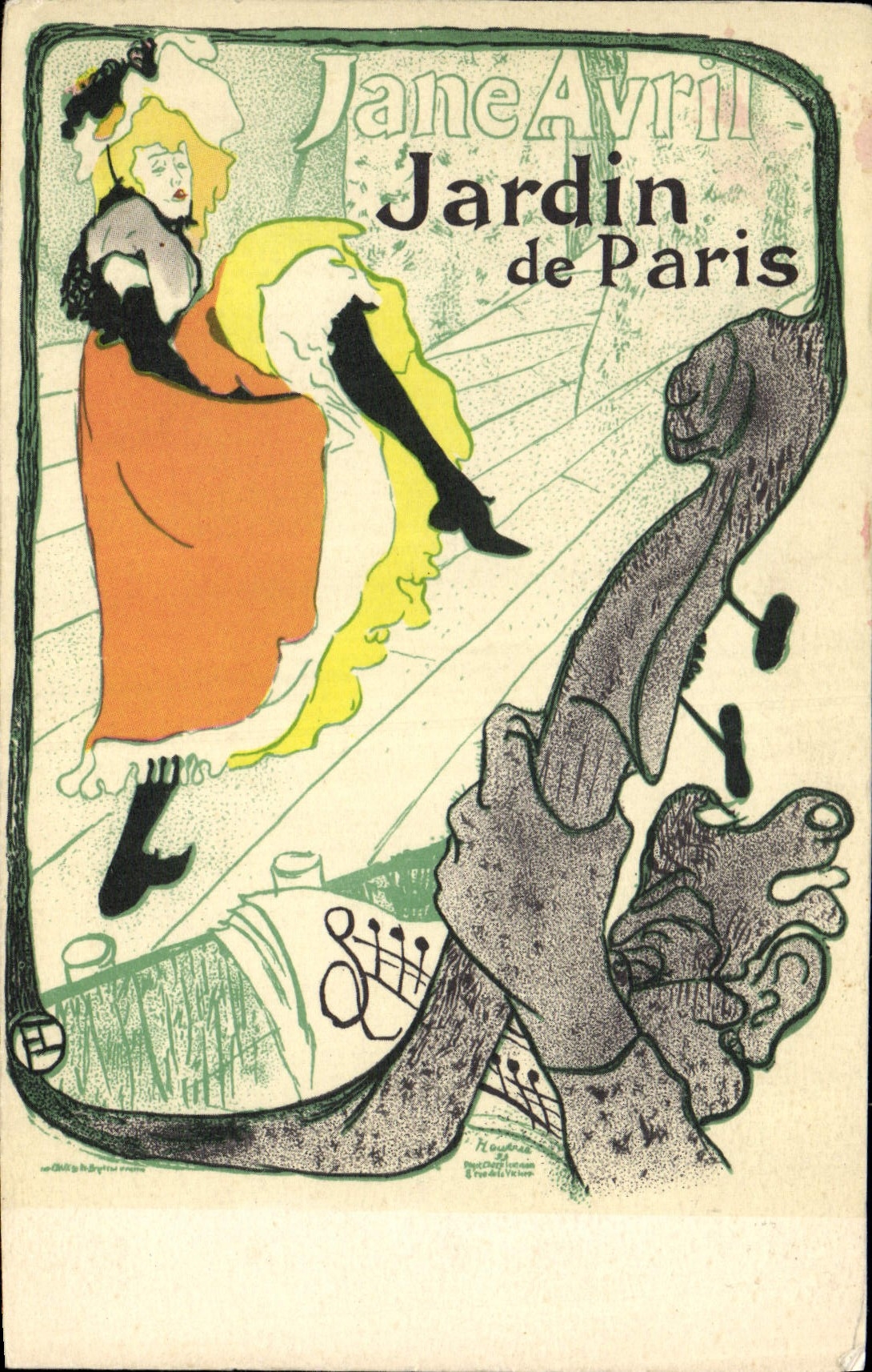 CPA Fantaisie Illustrateur Jane Avril Jardin de Paris Toulouse Lautrec