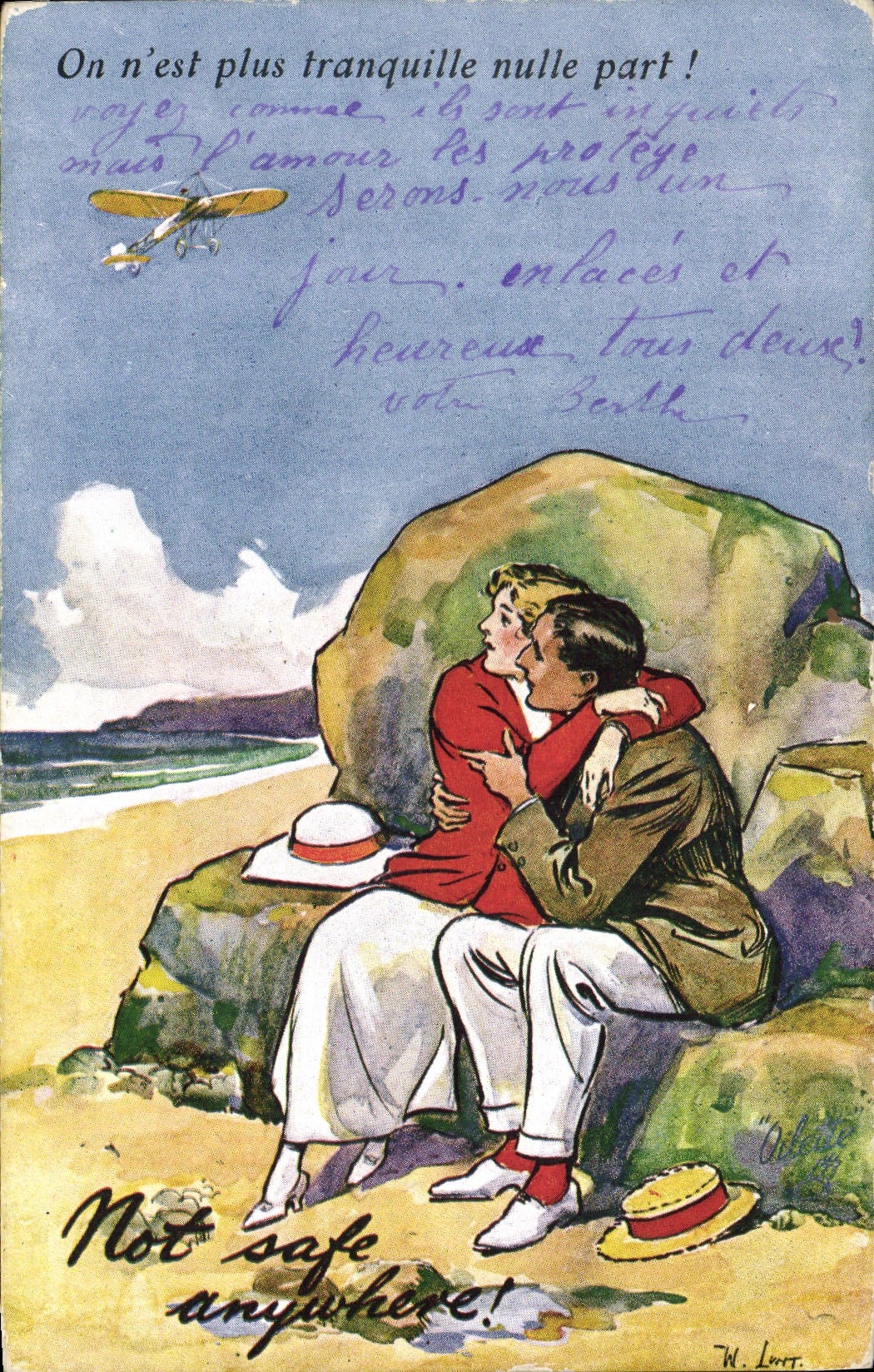 Liefdespaar op de strand — Tuck's Post Card n° 8881 — W. Lott