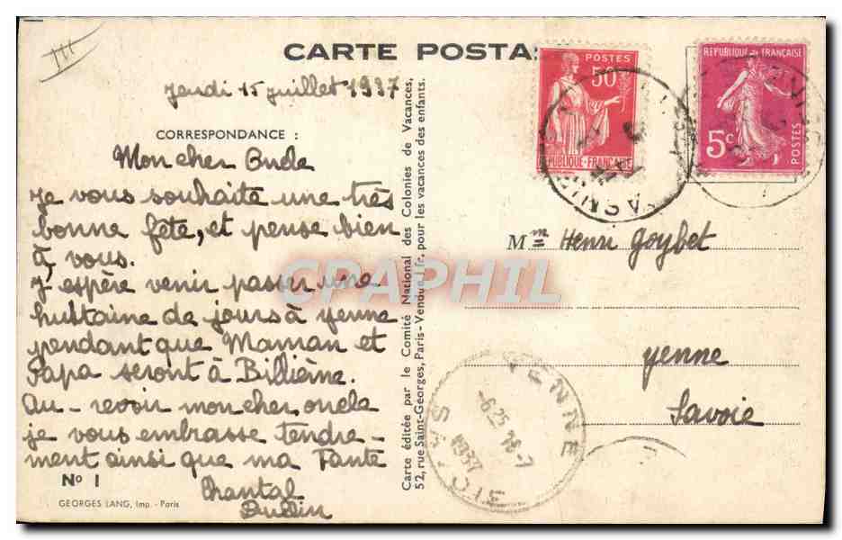 CPA Fantaisie Illustrateur Enfants Oies — Rückseite