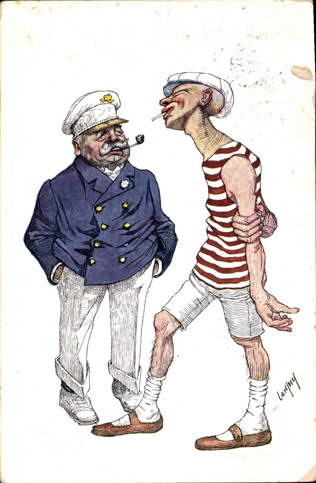 Zwei karikierende Matrosen — Zeichnung von Lamy — Verlag B. I. W. I. 465-3