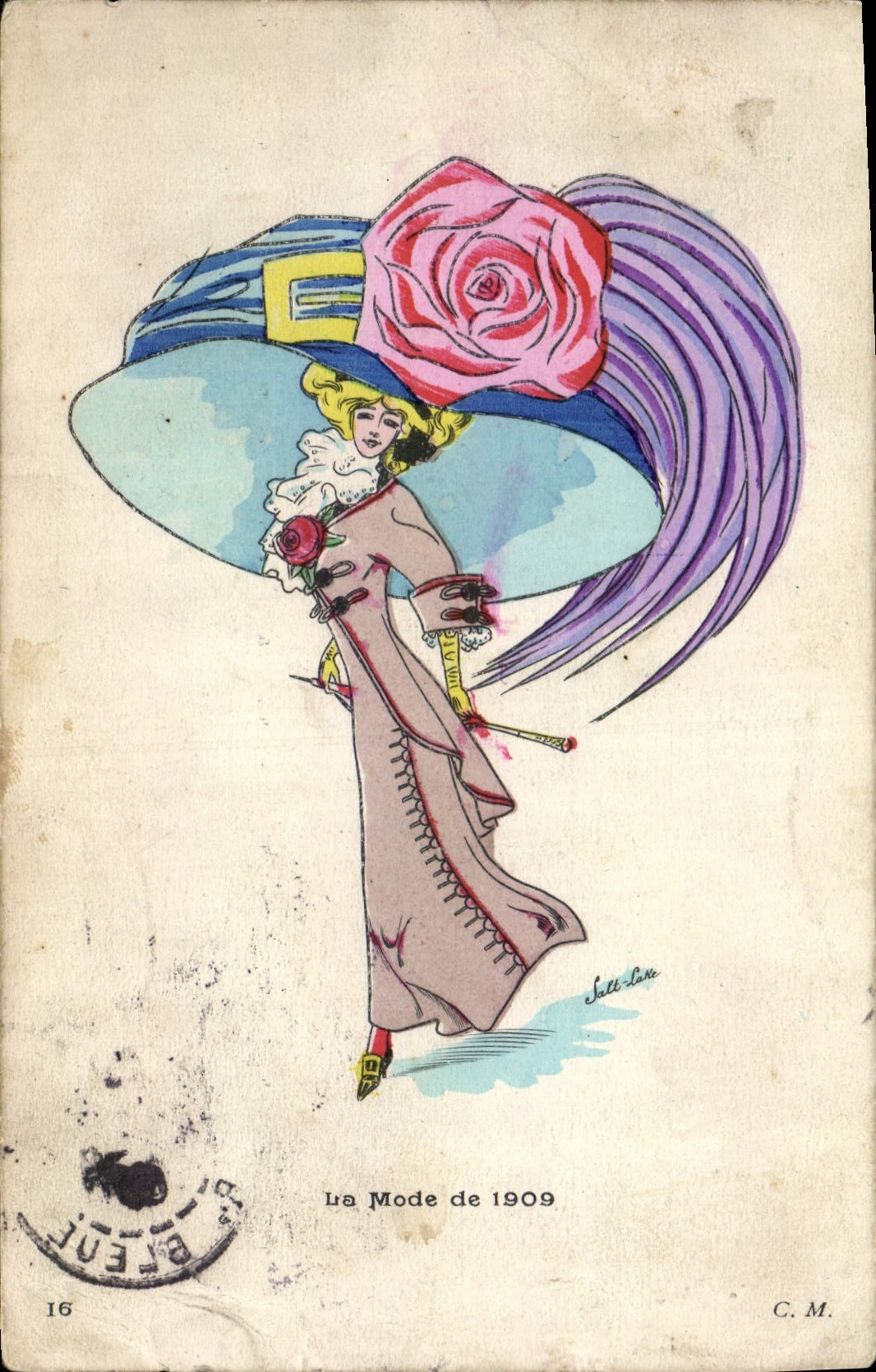 CPA Fantaisie Illustrateur Femme la mode de 1909