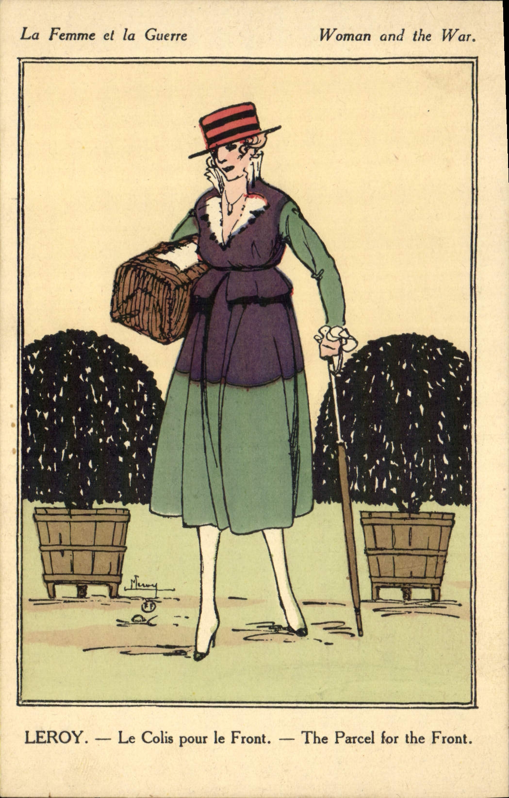 CPA Fantaisie Illustrateur La femme et la guerre Leroy Le colis pour le front 