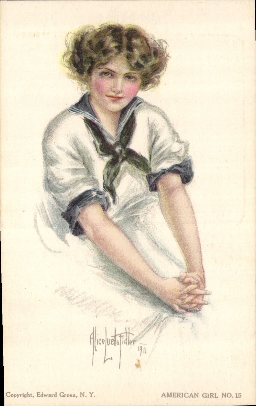 CPA Fantaisie Illustrateur Femme American girl 