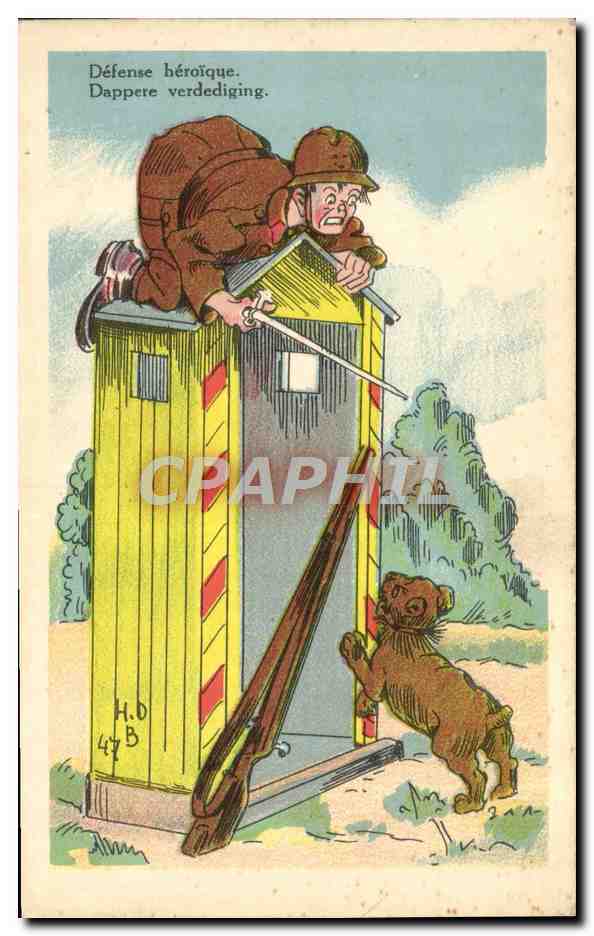 Soldat et chien — Défense héroïque — Reproduc. interd. R. C. Prix 4634