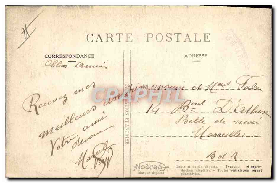 Nos marins (à bord) — La partie de cartes — A.D. Jarry, n° 1505 — Verso