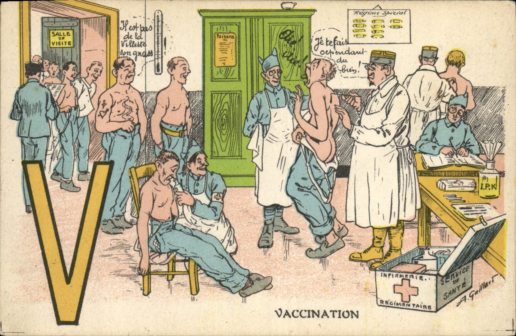 CPA Militaria Vaccination Docteur 