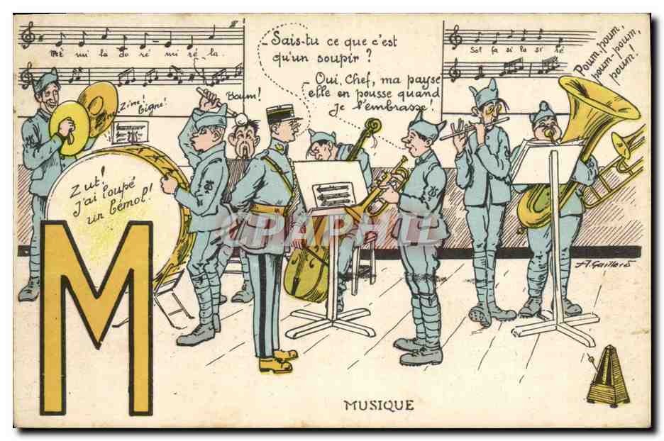 CPA Militaria Musique Trombone Trompette Violoncelle
