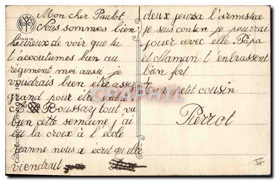 Soldat et homme nu — caricature humoristique — T. RALEN-BOUSSAU — Verso