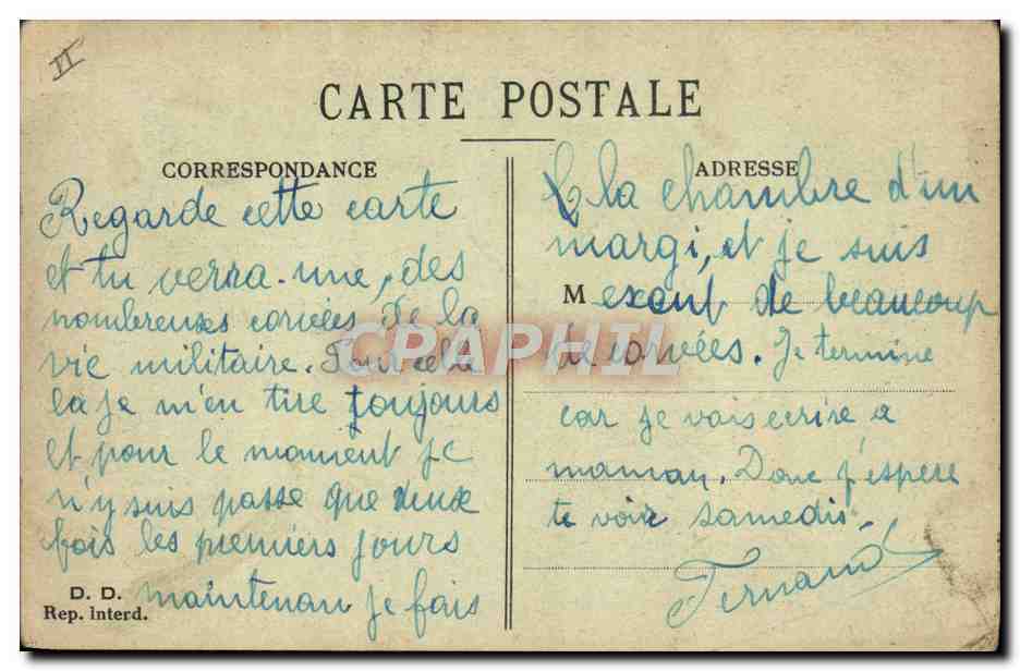 La vie militaire — Série 12 : Aux pommes de terre — D. D. Rep. Interd. — Reverso
