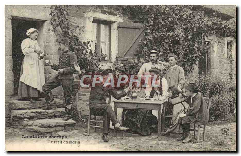CPA Folklore La vie aux champs Le recit du marin 