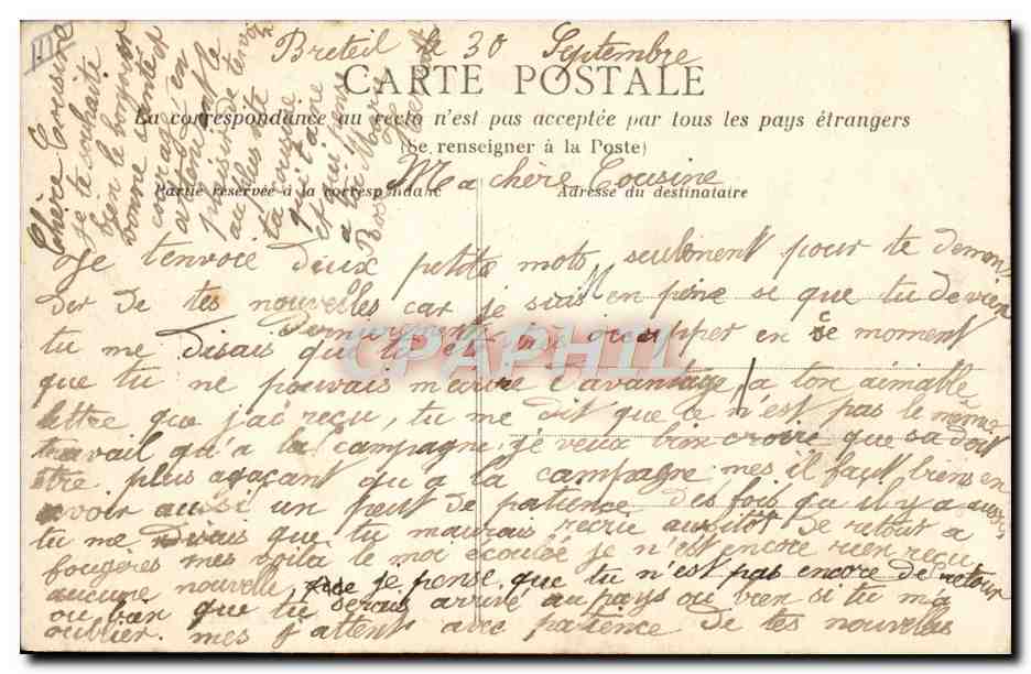 CPA Folklore La vie aux champs Cueillette de glycines  — Verso