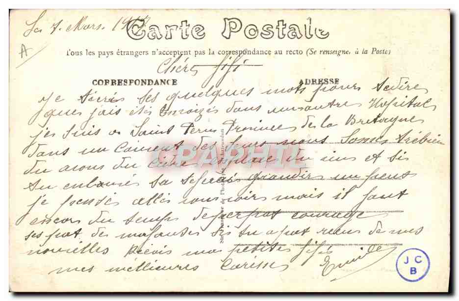 CPA Folklore L'amour en Bretagne Qui trop embrasse mal etreint — Verso