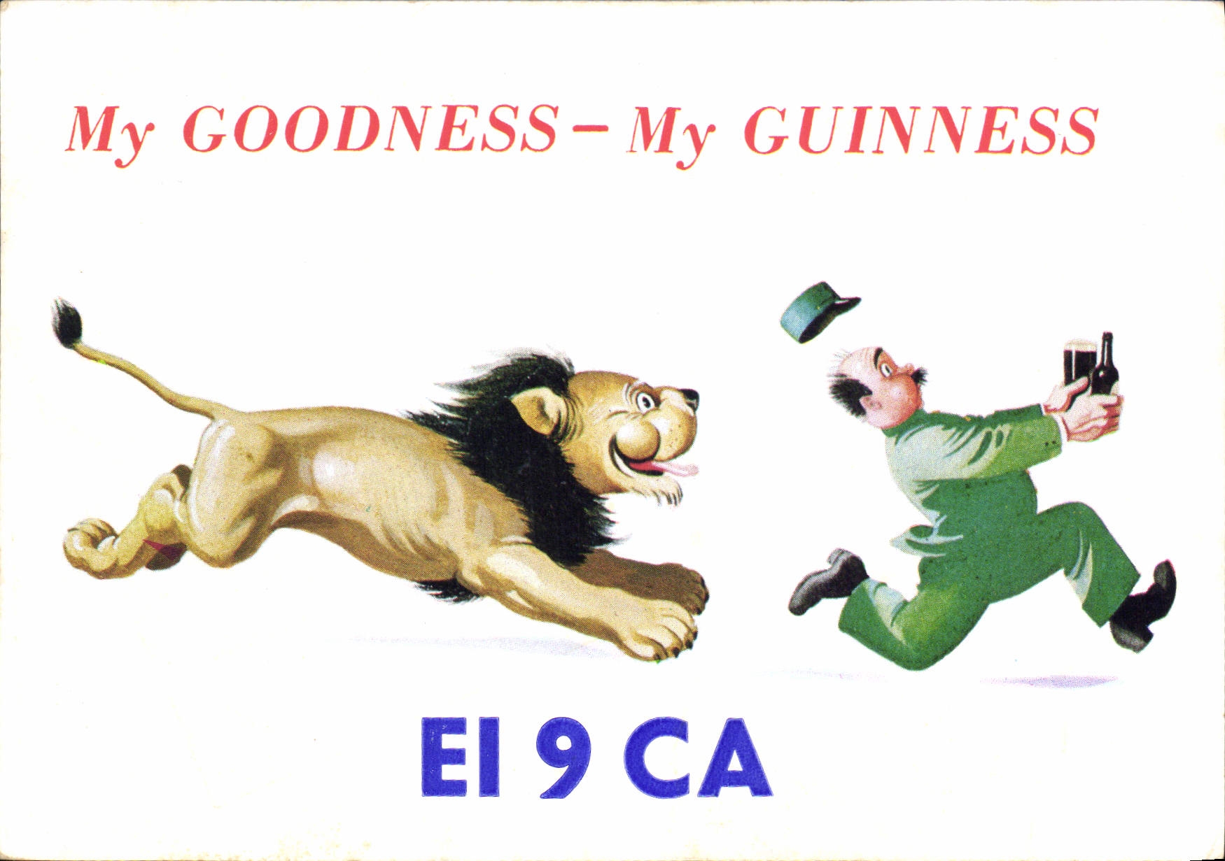 CPA Telegraphie My goodness My Guinness Biere Beer EU9CA Balckrock Dublin Lion