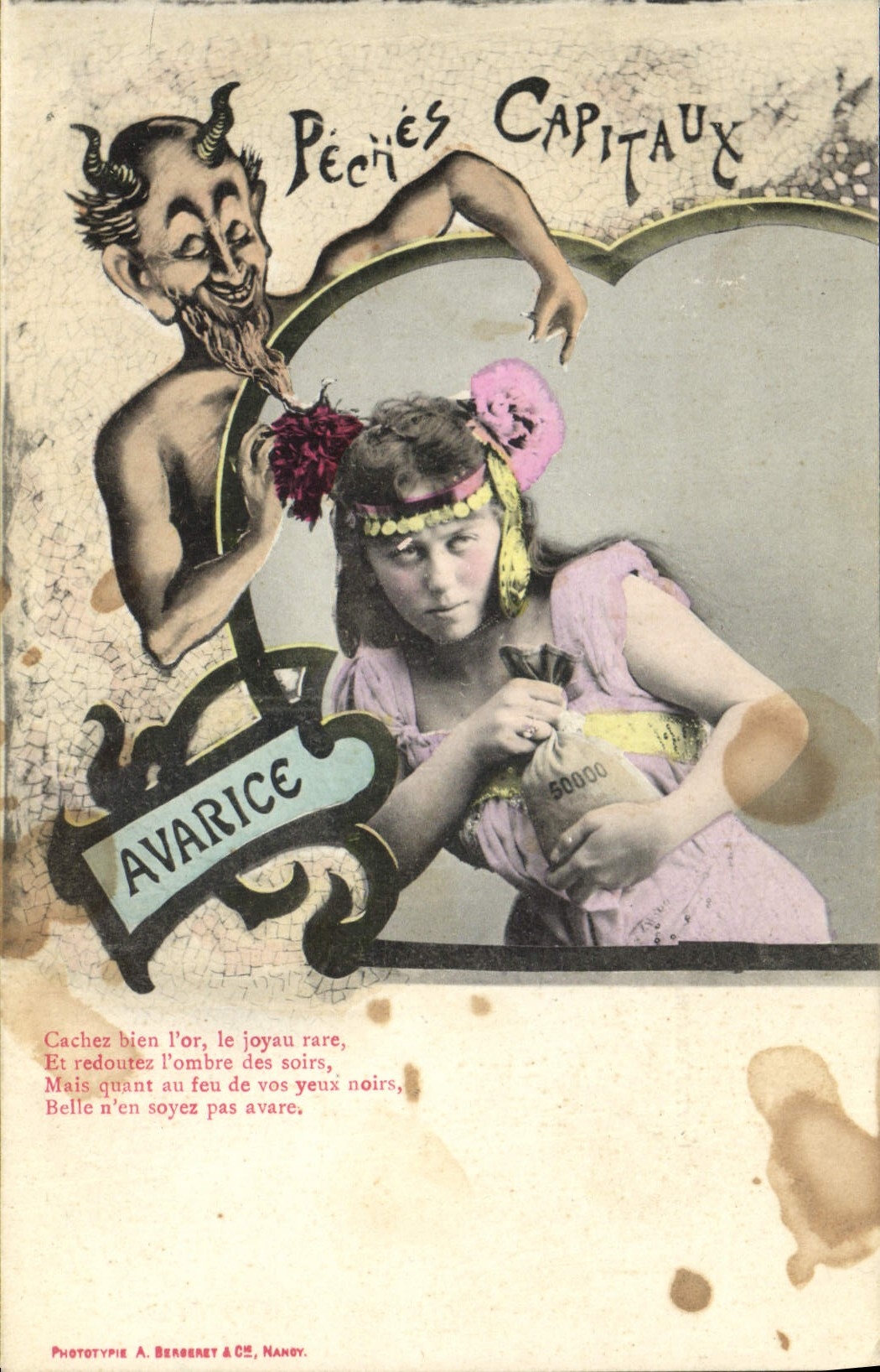 Avarice — Pécunies Capitaulx — Phototypie A. Bergeret & Cie, Nancy